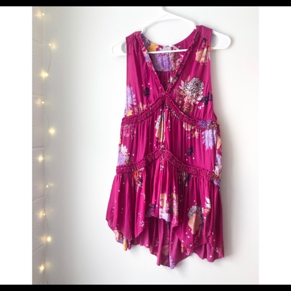 Free people XS pink floral summer tank